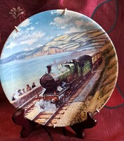 Mozdonyos porcelán tányér, falitányér akasztóval 3 (M6135)