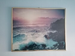 Tájkép, falikép - üvegezett keretben,   60x50 cm