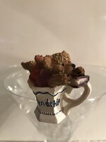 SZOBOR - KERÁMIA - ANGOL - KÉZIMUNKA - GYŰJTŐI DARAB - MACKÓ - 5,5 x 5 x 3 cm - RÉGI - HIBÁTLAN