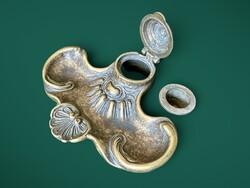 Art Nouveau (Jugendstil) bronz kalamáris - antik patinás réz szecessziós tintatartó