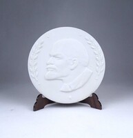2A034 Biszkvit Lenin Herendi porcelán plakett 15.4 cm