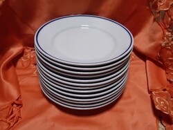 Zsolnay  kék csíkos  nagy lapos tányér,  13 db. 23,5 cm.