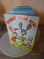 HÁROM BUTA NYÚL - leporelló mesekönyv Hangya János rajzaival