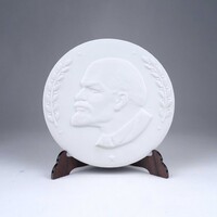 2A038 Biszkvit Lenin Herendi porcelán plakett 15.3 cm