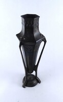 2A031 Antik nagyméretű szecessziós ezüstözött ón váza 41 cm