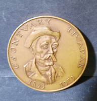 Kis Nagy András: Csontváry Tivadar - jelzett bronzplakett, 6 cm, Állami Pénzverő