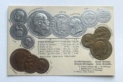 Nagy-Britannia és Írország / Egyesült Királyság - zászló nélküli vált.- Dombornyomott érmés képeslap