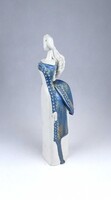 2A010 Sarkantyu Judit : Kék ruhás hölgy porcelán szobor 28.6 cm