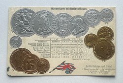Nagy-Britannia és Írország / Egyesült Királyság - Union Jack - Dombornyomott érmés képeslap