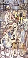 2A148 Bál - kerámia lapokra festett kép csempekép bisztróban 62.5 x 32.5 cm