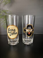 Vintage, hosszú, üveg whiskys poharak Long John Blended Scotch Whisky & Whisky Citation és W.&P.