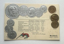 Szerbia - 11 db érme / Serbien - Dombornyomott érmés képeslap