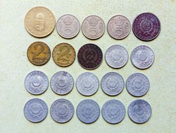Magyarország 20 db Különböző Érme 1 2 5 100 Forint 1950-1995