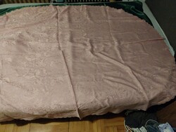 SELYEM DAMASZT PÚDER RÓZSASZÍN OVÁLIS NAGY ASZTALTERÍTŐ 210X180 CM
