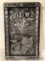 SZATÓCSBOLT - 3 kg - ÖNTVÉNY - KÉP - ANTIK - 41 x 26 x 3 cm - 3 D - ANGOL - ANTIK