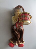 Régi antik porcelán zenész cirkuszi bohóc baba 22 cm dobbal