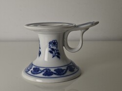 Régi kék-fehér hagymamintás Bohémia porcelán gyertyatartó sétáló gyertyatartó