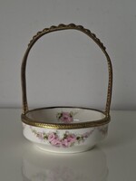 Antik Max Roesler Rodach német porcelán gyűrűtartó kosár 13 cm