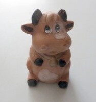 Régi barna színű kerámia boci  tehén 10 cm