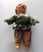 Régi antik porcelán  bohóc baba 25 cm zöld felső