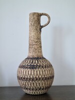 Vintage Terraform ceramic floor vase, with stamped pattern and rustic surface - 38 cm