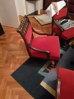 Antik társalgószett 4db kusfotel 1db szófa 1db társalgó asztal