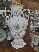 Hollóháza Barokk Erika Mintás,Aranyozott,Füles Porcelán Váza.30 cm.