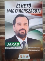 Választási plakát 2026 Független - Jakab Koppány Attila  99 x 69 cm-es Nógrád 2. vk. szép állapotban