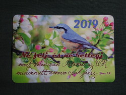 Kártyanaptár,Vallás,Józsué idézet,csuszka madár,gyümölcs virág, 2019  (5)