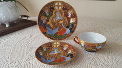 Antik,japán Satsuma porcelán reggeliző trió