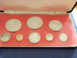 Kajmán-szigetek Proof Set 1975 (1 Cent - 5 Dollár 8 darab érme ezüstökkel)