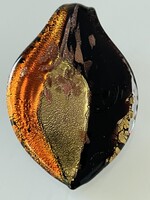 Muránói üveg medàl arany, bronz lemezkékkel, 5,5 x 4 cm