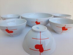 Alfoldi szivecskes muzlis-kompotos-leveses porcelanok