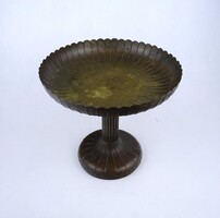 2A044 Antik szecessziós réz asztalközép talpas gyümölcs kínáló tál 19 x 21 cm
