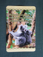 Kártyanaptár,Vallás,Zakariás idézet,állatok,koala medve, 2019  (5)