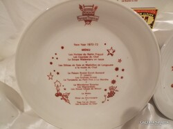TÁNYÉR - PORCELÁN - 1972 év - SZILVESZTERI  MENÜSORRAL - GRAN CANARIA - 20 cm - HIBÁTLAN