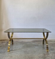 Vintage mid century modern,  hollywood regency aranyozott fém dohányzóasztal