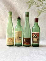 Vintage zöld palackok magyar borvidékekről Balatonfüredi Rizling,Soproni Kékfrankos, Móri Ezerjó
