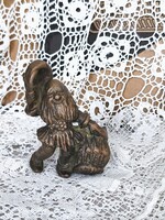 Antikolt fém törpe figura kosaras tartóval, szerencsehozó manó