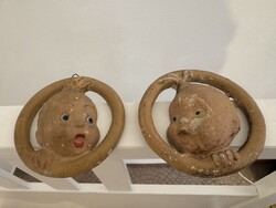 TWO ART DECO WALL DECOR, LITTLE BOY AND LITTLE GIRL (HUMMEL)