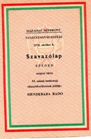 Szavazólap: "Hazafias Népfront", Szeged 1978.