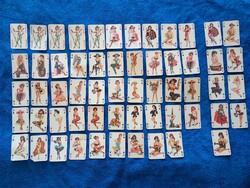 Kártya francia pin up girl hiányos paklik művész grafikus rajzolt römi kártya pótlásra 1950-60 retro