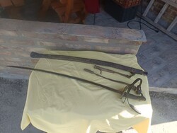 19 sz antik Francia kard. Csatlékokkal, szereléssel és bőr védővel.