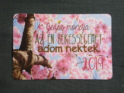 Kártyanaptár,Vallás,János idézet,cseresznye virág, 2019  (5)