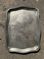 Gyönyörű nagy méretű ón , jelzett tálca (65 cm)