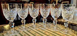 Klasszikus metszett kristály pohár készlet – Hat darabos elegáns szett, 13 cm, hibátlan állapotban