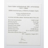 Magyarország,5000 forint 2011 P - Clark Ádám - Arany - Certifikáció
