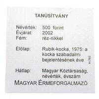 Magyarország,500 forint 2002 - Rubik kocka - MÉF Certifikáció