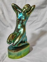 Zsolnay, "Vágyódás" női akt  irizáló eozin  figura .24 x 10 x 14 cm