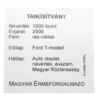 Magyarország,1000 forint 2006 - Ford T-modell - MÉF Certifikáció